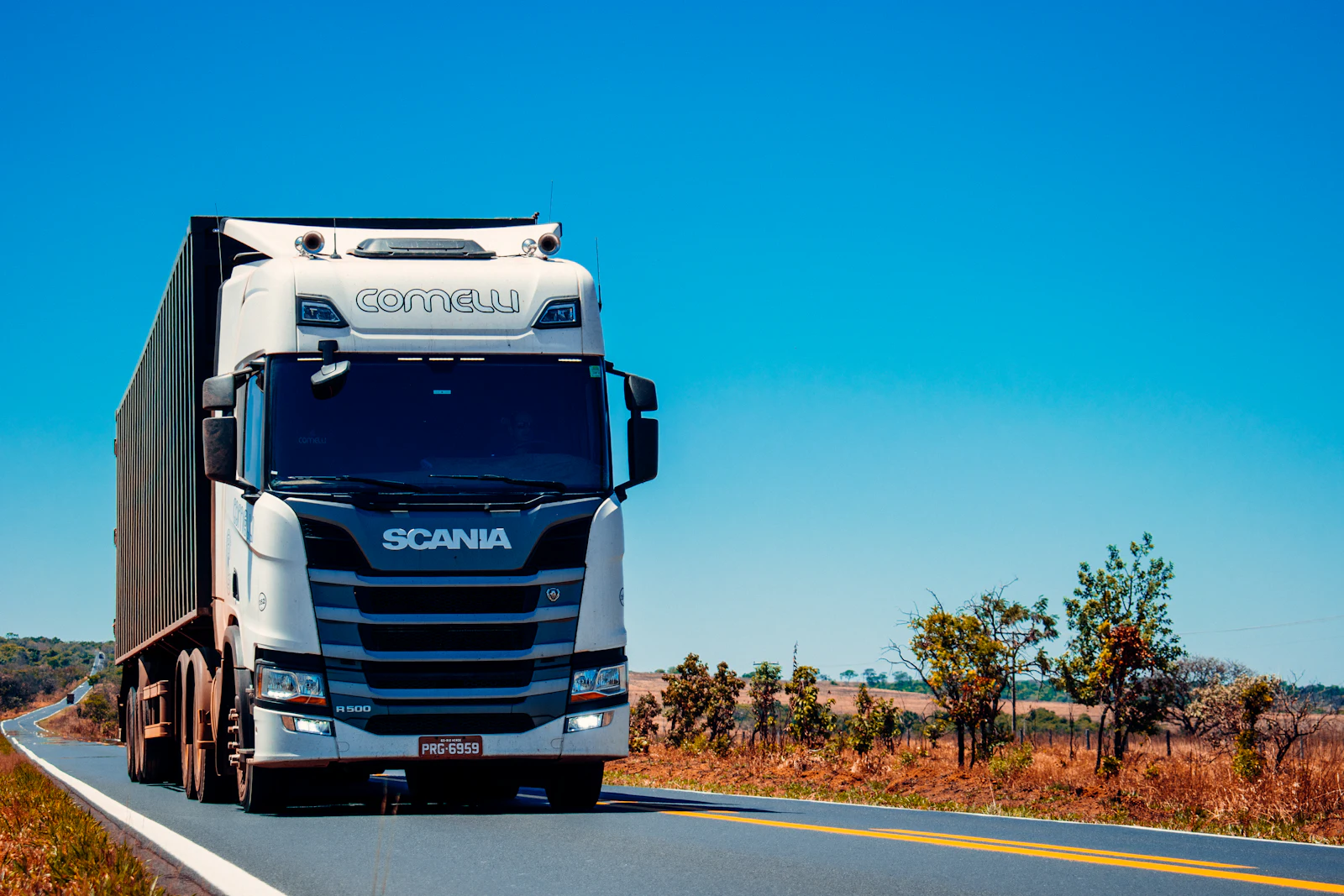 Articulated truck on an open highway
