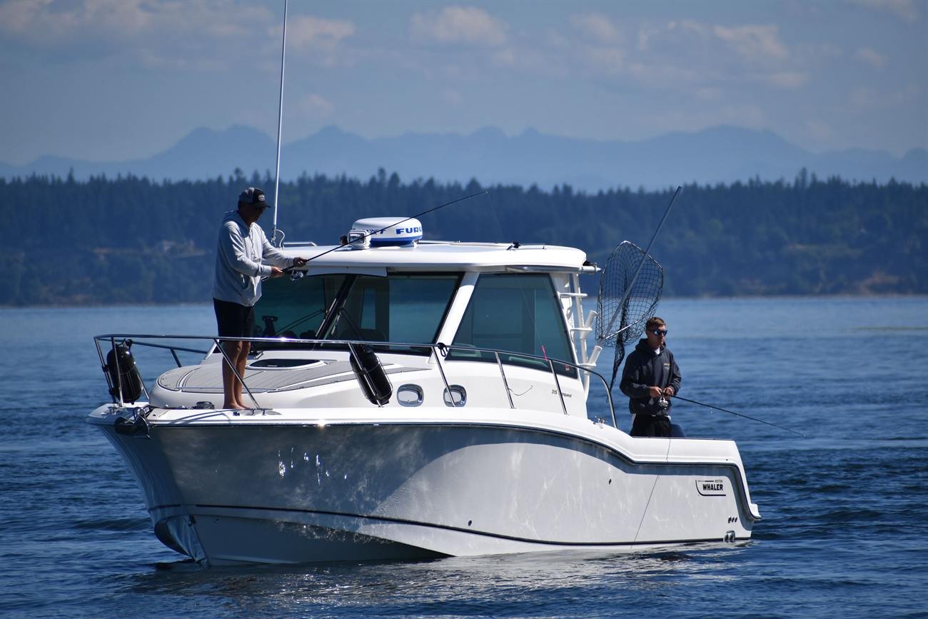 Anglers fishing from a sport boat offshore